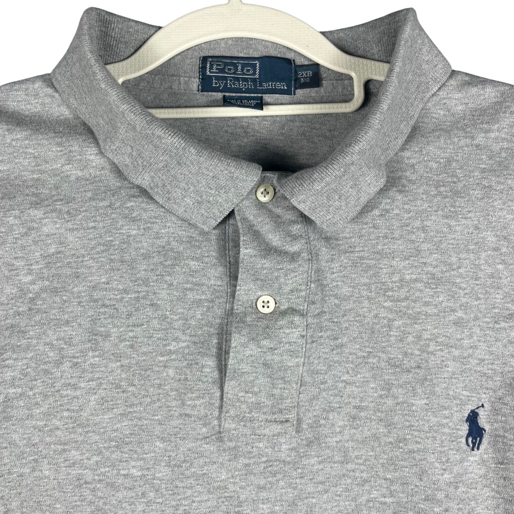 Polo Ralph‎ Lauren Polo Shirt Mens 2XB Gray Short Sleeve Big & Tall Cotton Pony